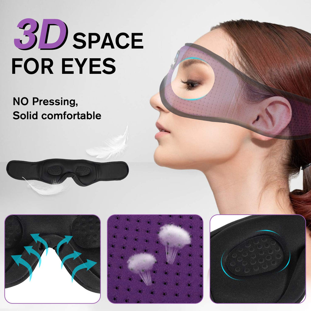 LC-dolida Sleep Headphones, Sleep Mask Bluetooth Wireless Music Eye Mask, Sleeping Headphones for Side Sleepers Sleep Mask with