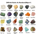 80+Pcs(5lb) Natural Rocks for Tumbling,24+Kinds Bulk Gemstone Raw Crystals Rough Stones for Polishing Wicca & Reiki Crystal Heal