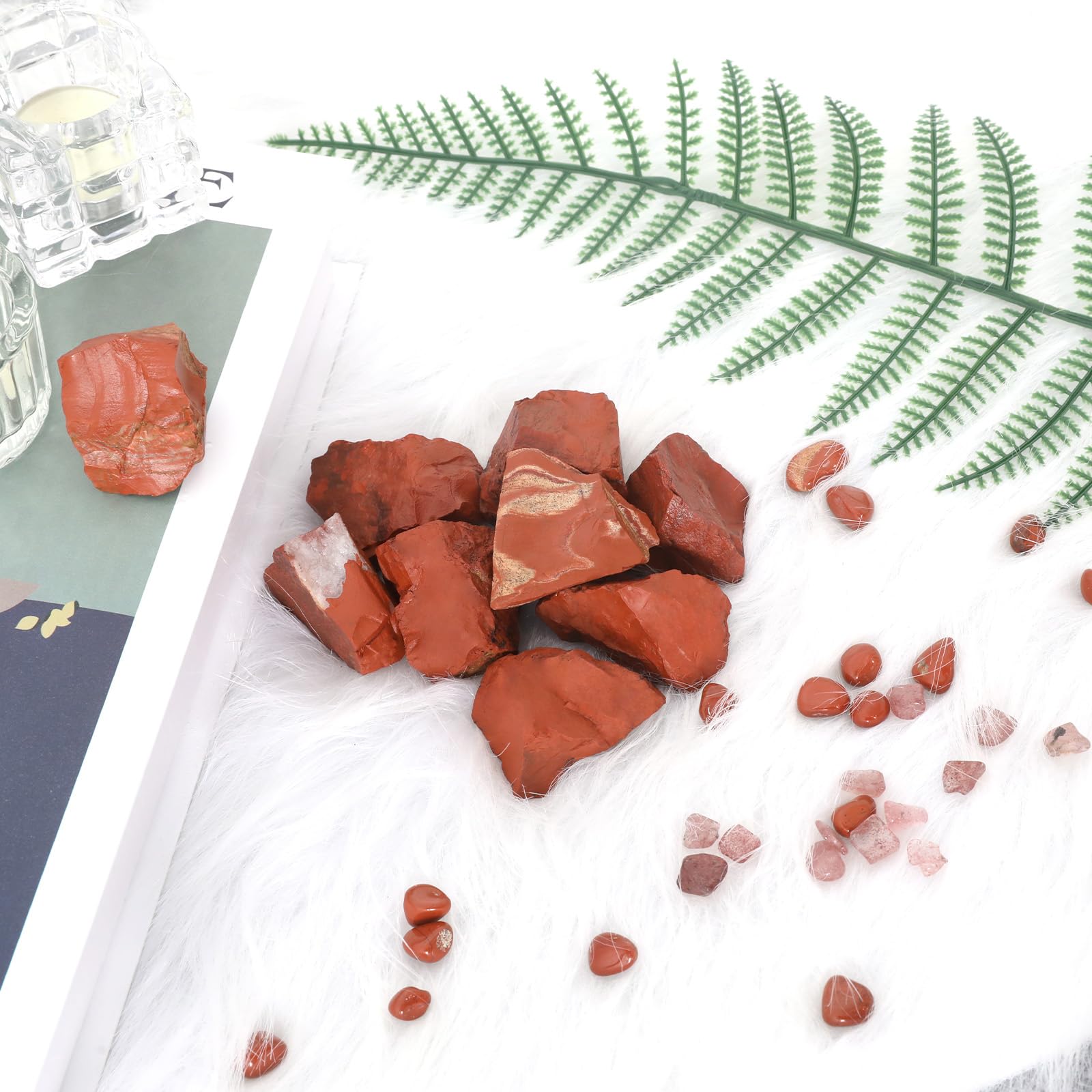 1.1lb Bulk Raw Red Jasper Rough Crystal-Natural Red Jasper Stone Raw Stones Crystal for Tumbling, Cabbing, Fountain Rocks, Decor