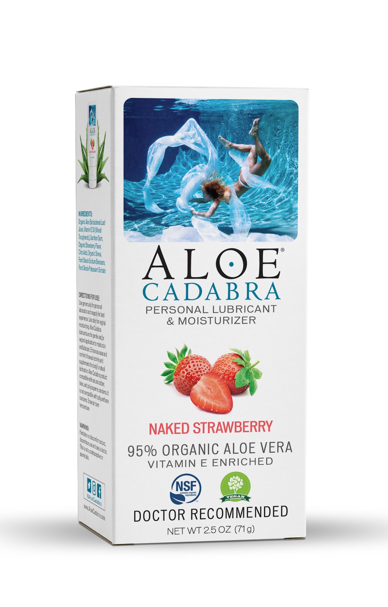 Aloe Cadabra Flavored Lube, Organic, Natural Personal Lubricant for Women, Men & Couples, Strawberry, 2.5 Oz