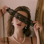 Quizzhe Mysterious Lace Masquerade Mask Sexy Blindfold Hollowed Flower Lace Black White Adjustable Eye Mask Halloween Cosplay Co