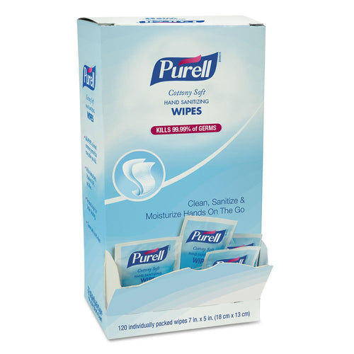 Cottony Soft Individually Wrapped Hand Sanitizing Wipes, 5 x 7, 120/Box