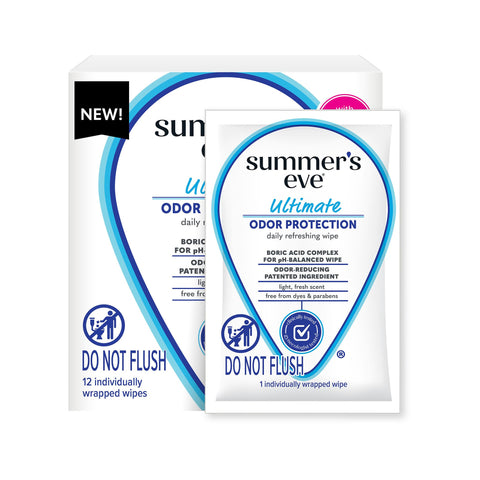 Summer's Eve, Ultimate Odor Control, Daily Feminine Wipes with Boric Acid, Removes Odor, On-the-go Body Wipes with pH Balance, 1