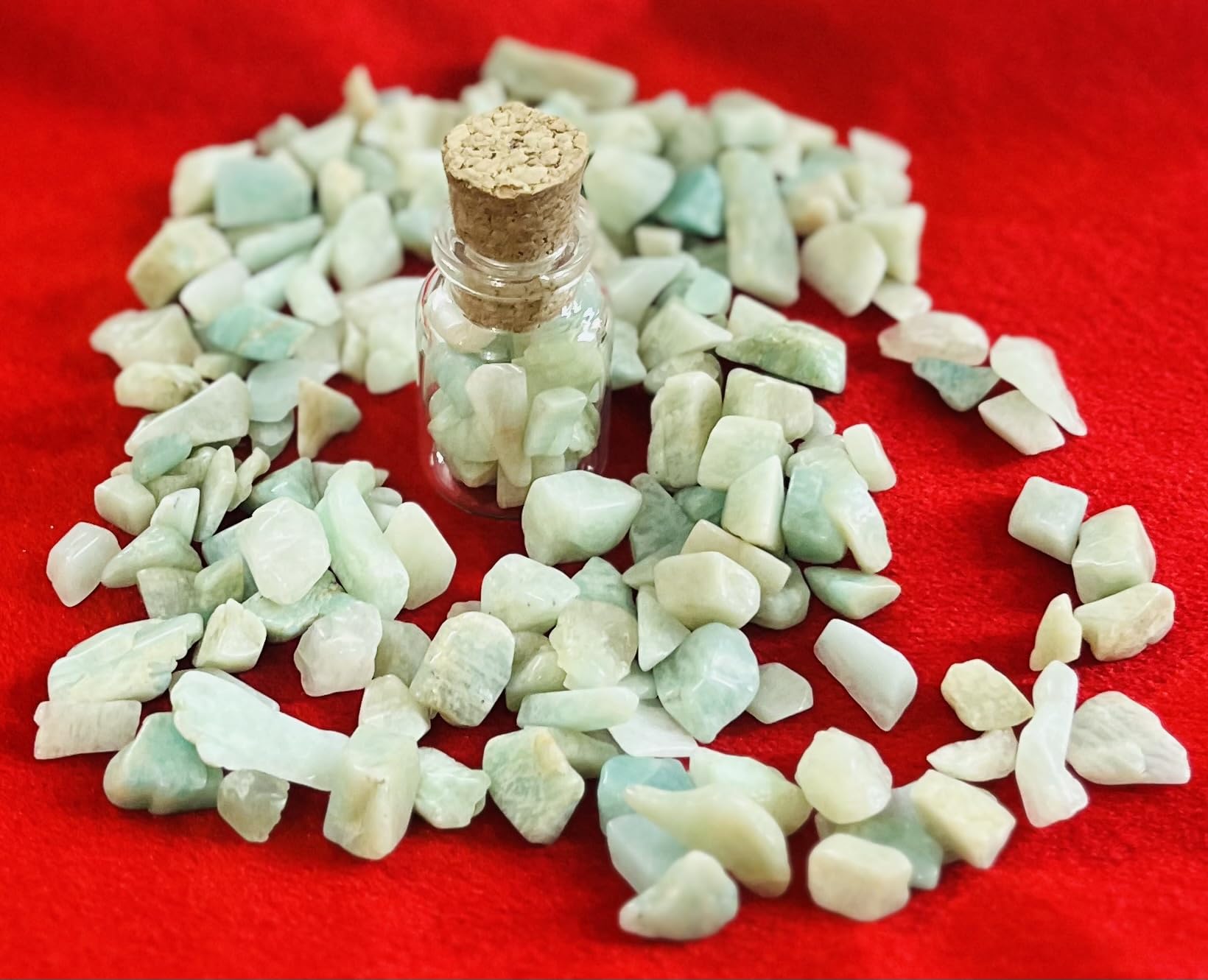 Indian Consigners Natural Crushed Polished Tumbled Gem Stone Chips, Decoration & Healing Crystals (Amazonite)