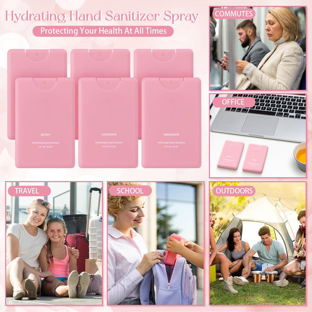 Dansib 24 Pcs Mini Hand Sanitizer Spray Bulk Travel Size Pink Perfume Hand Sanitizer Spray Valentines Day Galentines Gift for W