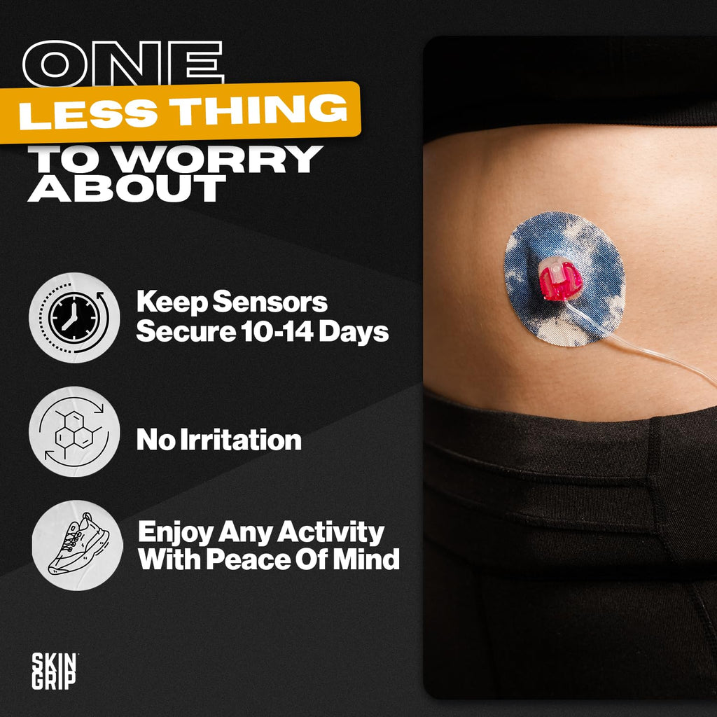 Skin Grip Universal Adhesive Patches for CGM and Insulin Pumps with Cutout, 0.8-Inch Hole, Waterproof & Sweatproof for 10-14 Day