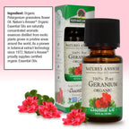 Natures Answer USDA Organic Geranium Essential Oil, 100% Pure | Natural Aromatherapy Oil for Diffuser/Humidifier, Steam Distille