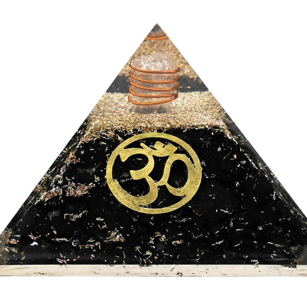 Large Orgone Pyramid | Shungite Pyramid Crystal | OM Orgonite Pyramid | Organ Pyramids Positive Energy Healing
