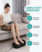 Nekteck Shiatsu Foot Massager with Heat, Foot and Calf Massager with Massage Roller, Lightweight and Compact, Suitable for Offic