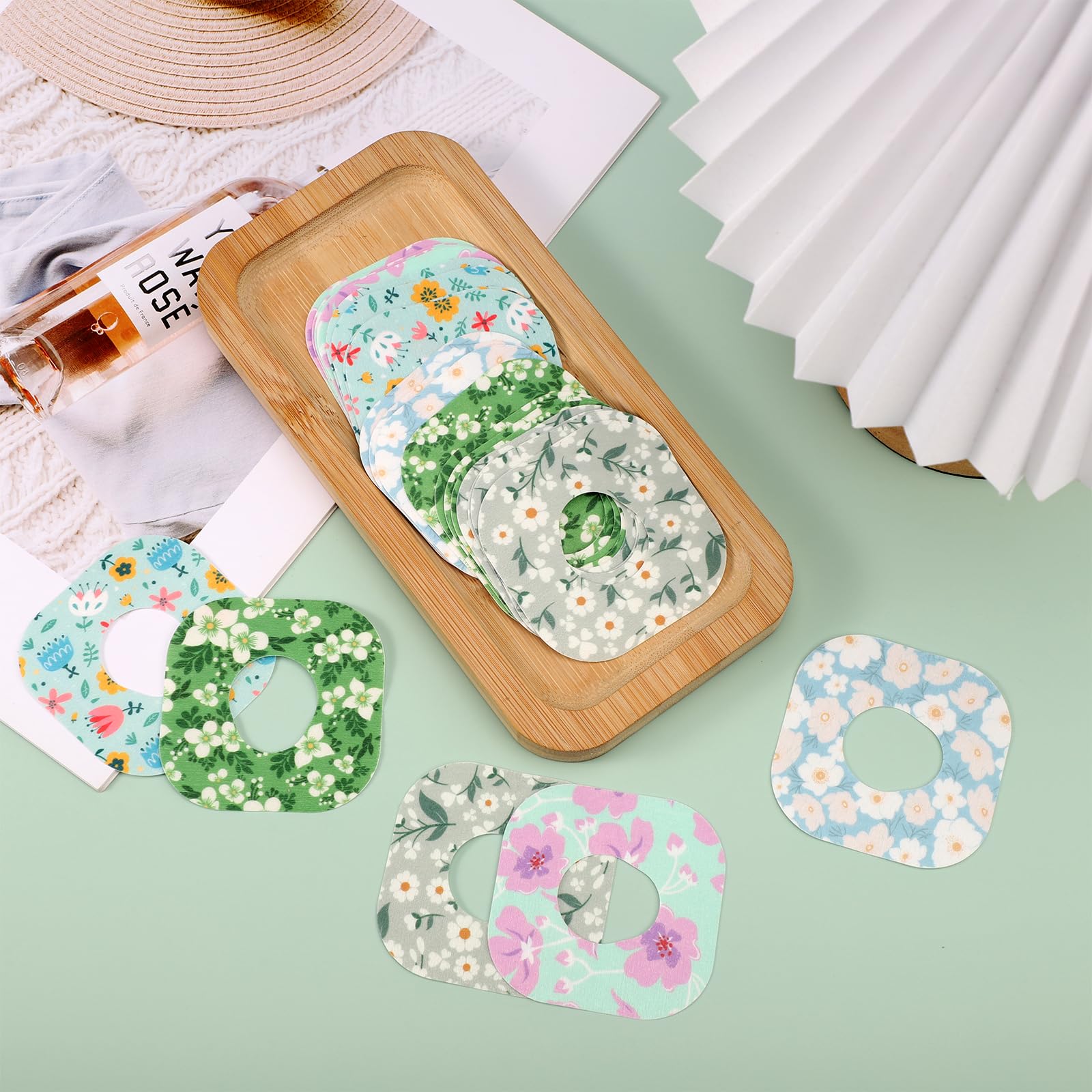 25pcs Adhesive Patches for Dexcom G7, Spring Flowers Print Glucose Overpatches CGM Sensor Cover Waterproof Breathable Monitor Ov