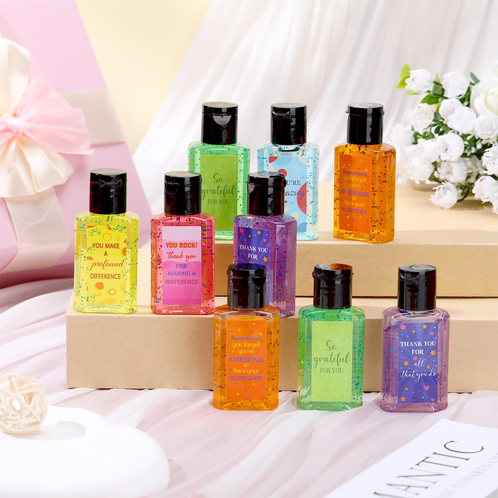 Frienda 24 Packs Mini Hand Sanitizer Bulk Hand Sanitizer Travel Size 1fl oz Baby Shower Favors for Guest Hand Soap Personalized