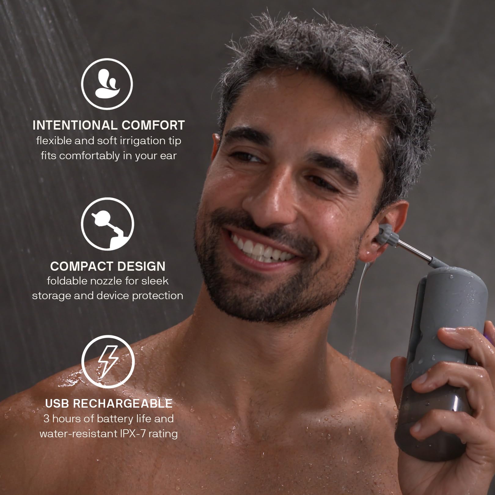 Wush Pro by Black Wolf - The Original Deluxe Water Powered Ear Cleaner with 6 Reusable Replacement Tips by Black Wolf - Safe & E