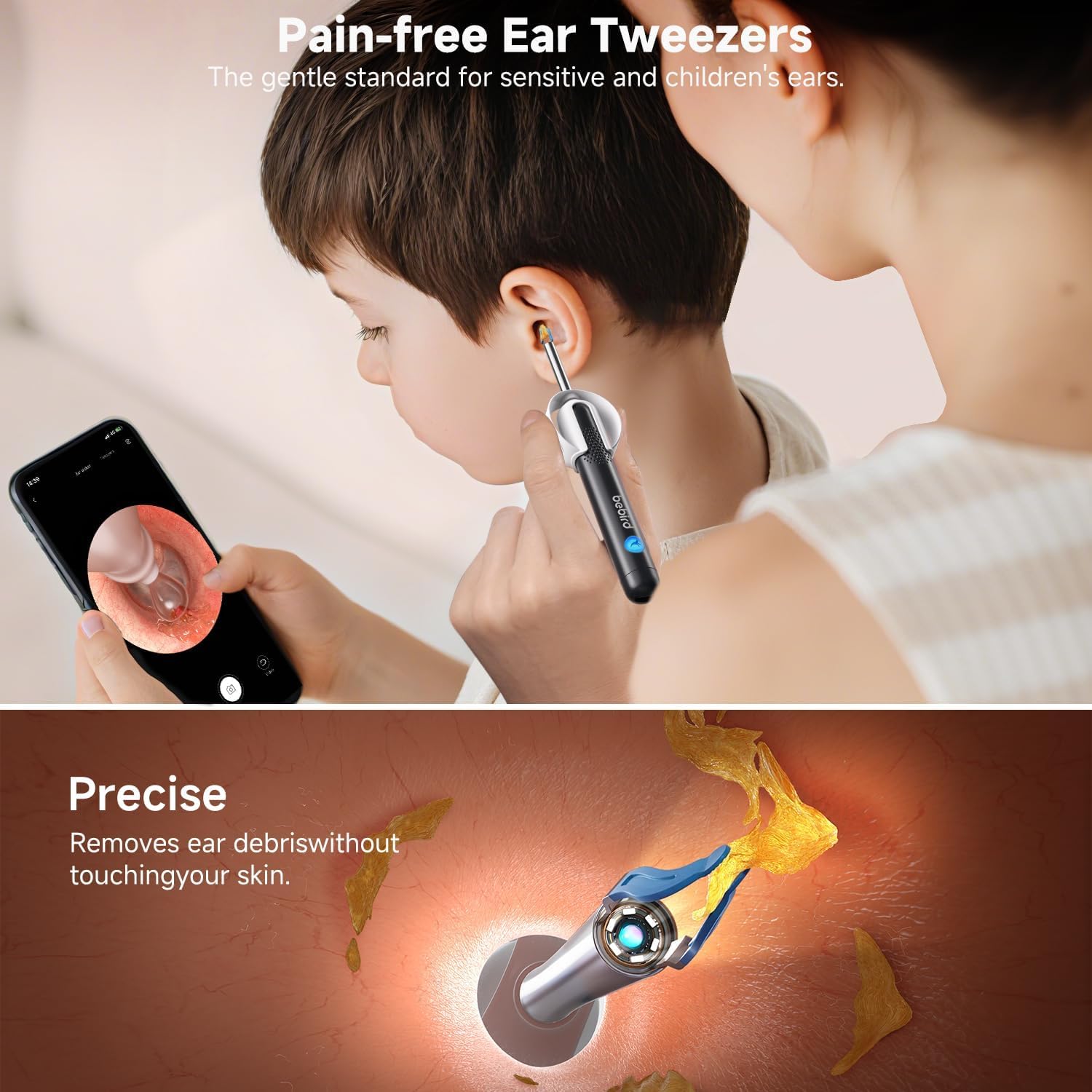 BEBIRD R1 Ultra Ear Wax Removal, Ear Cleaner with Camera Ear Scope, Wax Remove Ear Pick with Ear Otoscope Tweezers, Visual Dropp
