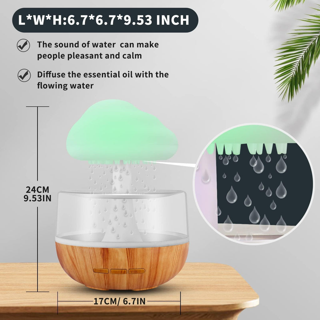 Weljoy Zen Raining Cloud Night Light Aromatherapy Essential Oil Diffuser Micro Humidifier Desk Fountain Bedside Sleeping Relaxin
