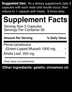 FoodScience of Vermont Sea Mussel, Green-Lipped Mussel Joint Supplement Capsules, 180 Count