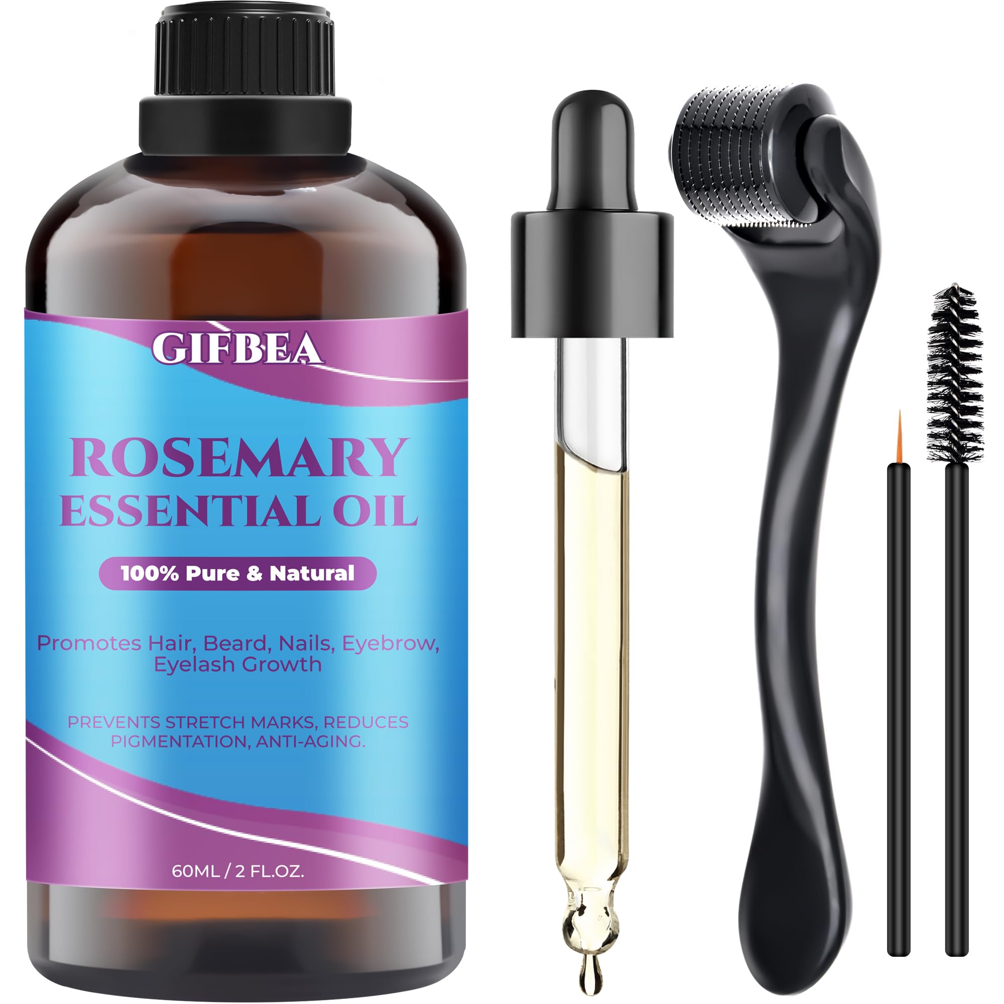 GIFBEA Rosemary Oil, 100% Pure Undiluted Light-Weight Non-Greasy for Hair, Scalp & Skin Care, Natural Hair Growth Oil Products f