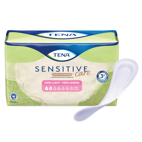 TENA Incontinence Liners for Women, Very Light Absorbency, Extra Coverage, Sensitive Care - 50 Count