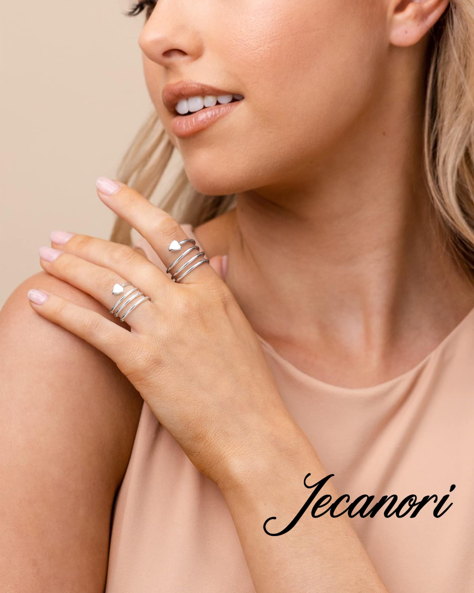 Jecanori Copper Rings for Women,Magnetic Ring Adjustable Love Heart Copper Rings,Christmas Jewelry Gift with Ring Box,Rings Gift