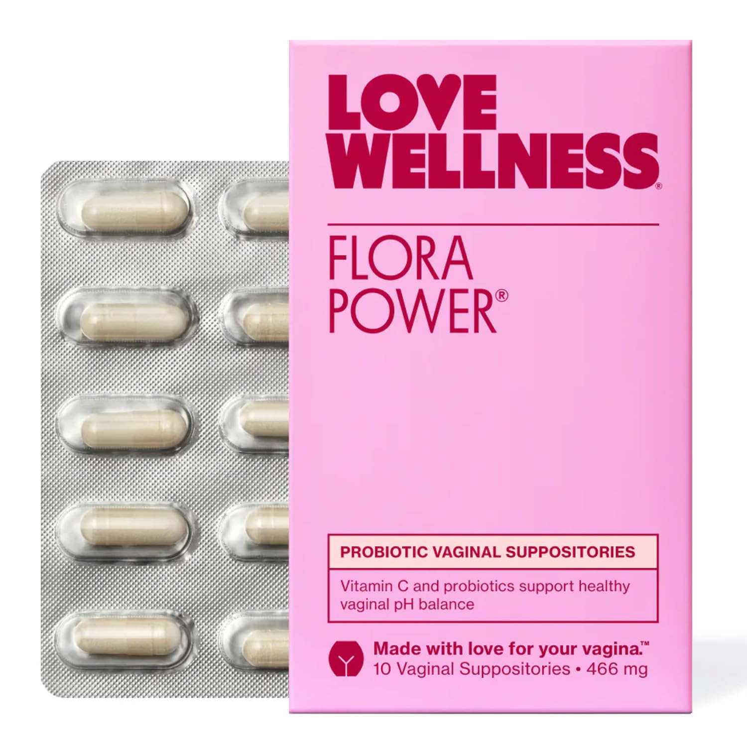 Love Wellness Flora Power | Vaginal Probiotic Suppositories with Vitamin C for Vaginal Health | Vaginal Suppository for Healthy 