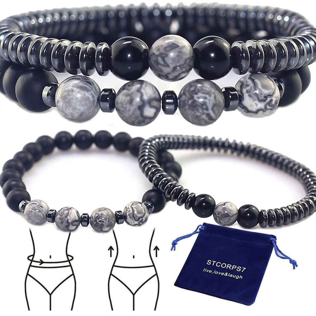 STCORPS7 Magnetic Healing Bracelet Arthritis, Energy Healthy Jewelry Magnetic Therapy Sleep,Hematite Bracelet for Men Women, Cry