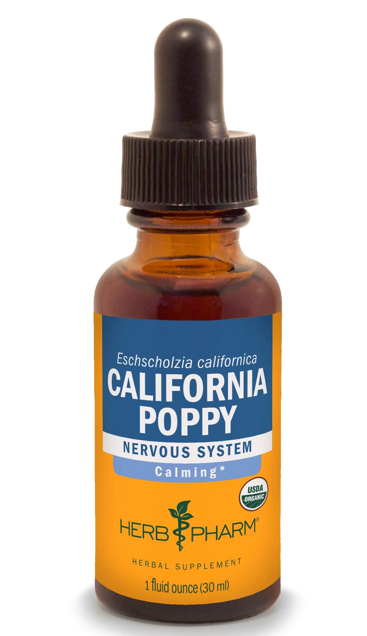 Herb Pharm Certified Organic California Poppy Liquid Extract for Calming Nervous System Support - 1 Ounce