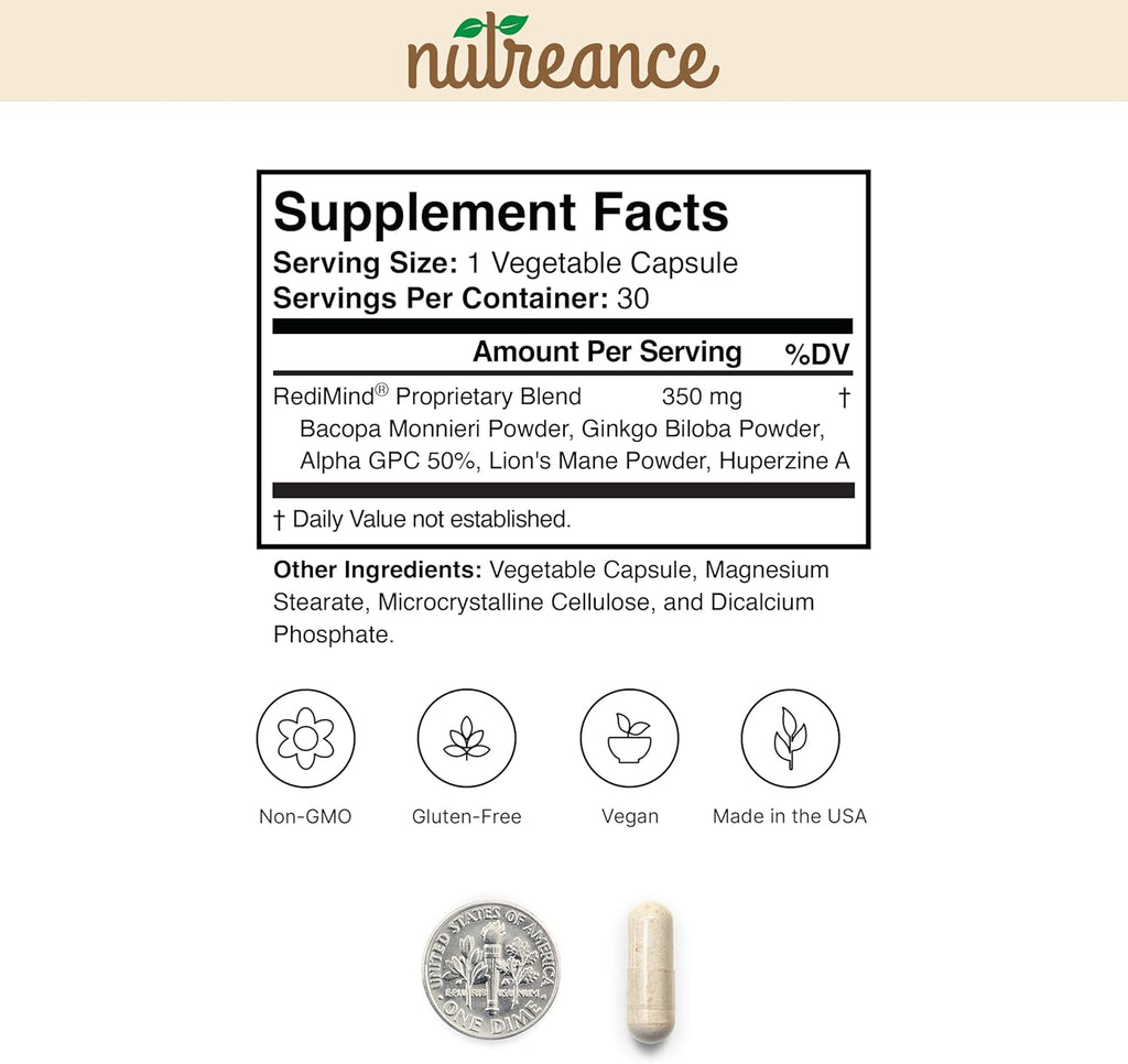 RediMind – Natural Cognitive Enhancement Supplement for Memory, Focus & Mental Clarity