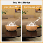 Glass Essential Oil Diffusers for Home, Wood Grain Base Humidifier, Decorative Bedroom Aromatherapy Scent Air Diffuser Ultrasoni