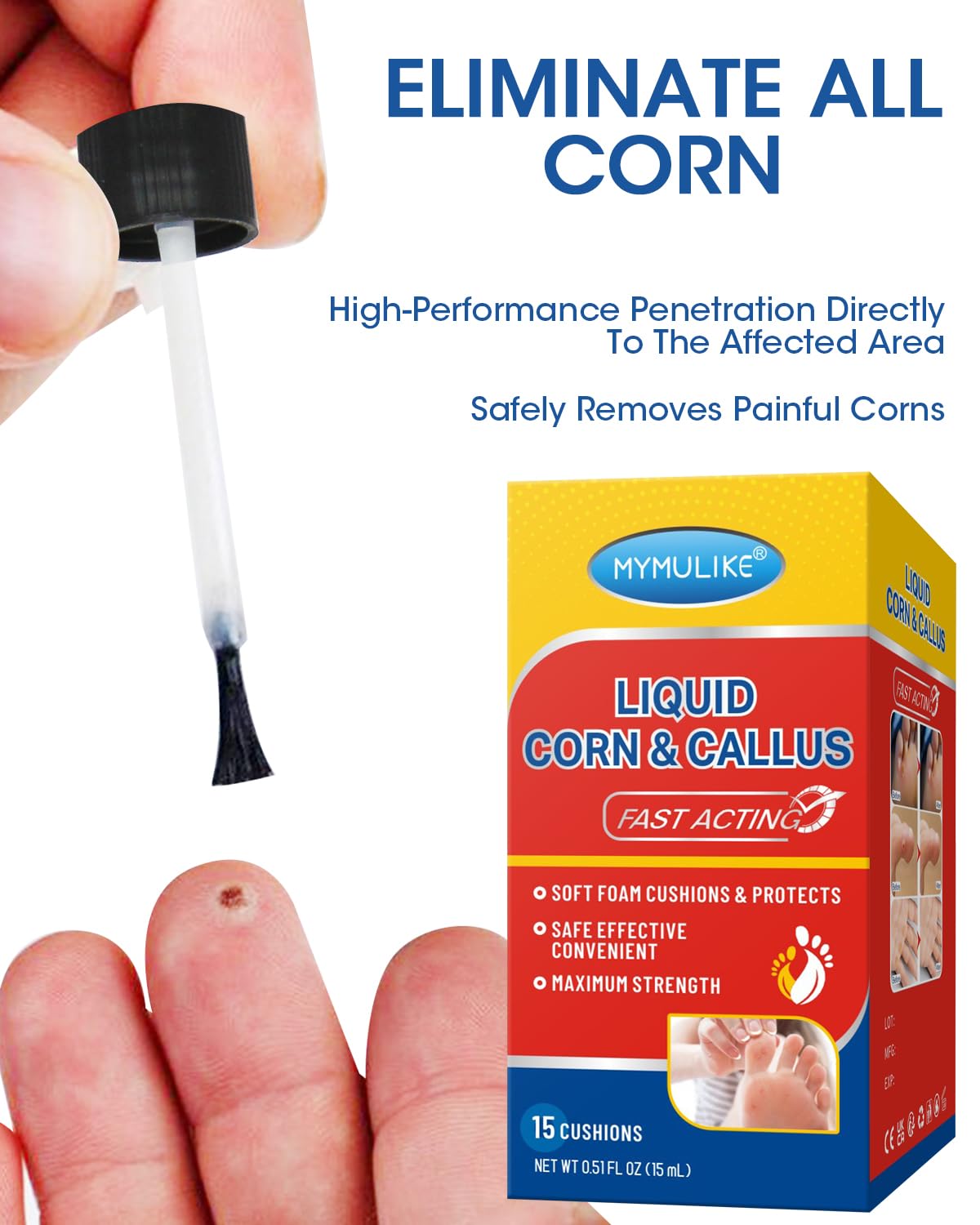 MYMULIKE Liquid Corn Remover, Corn Removers for Toes, Fast Acting Liquid for Corn, Safe Removes Corns Fast Extra Strength for Ki