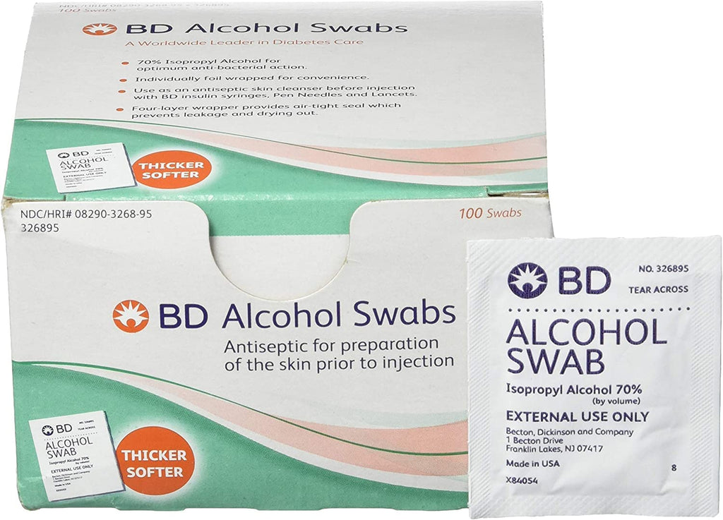 BD Alcohol Swabs 100 Each, White, 100 Count (Pack of 1)