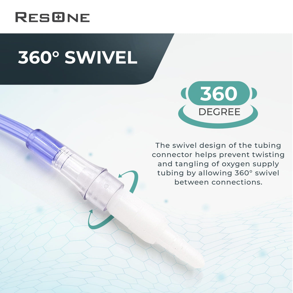 ResOne Oxygen Tubing Swivel Connectors 1-Pack - Cannula, Hose, Tube Connectors - Oxygen Line Splitter, Concentrator Supplies - 3