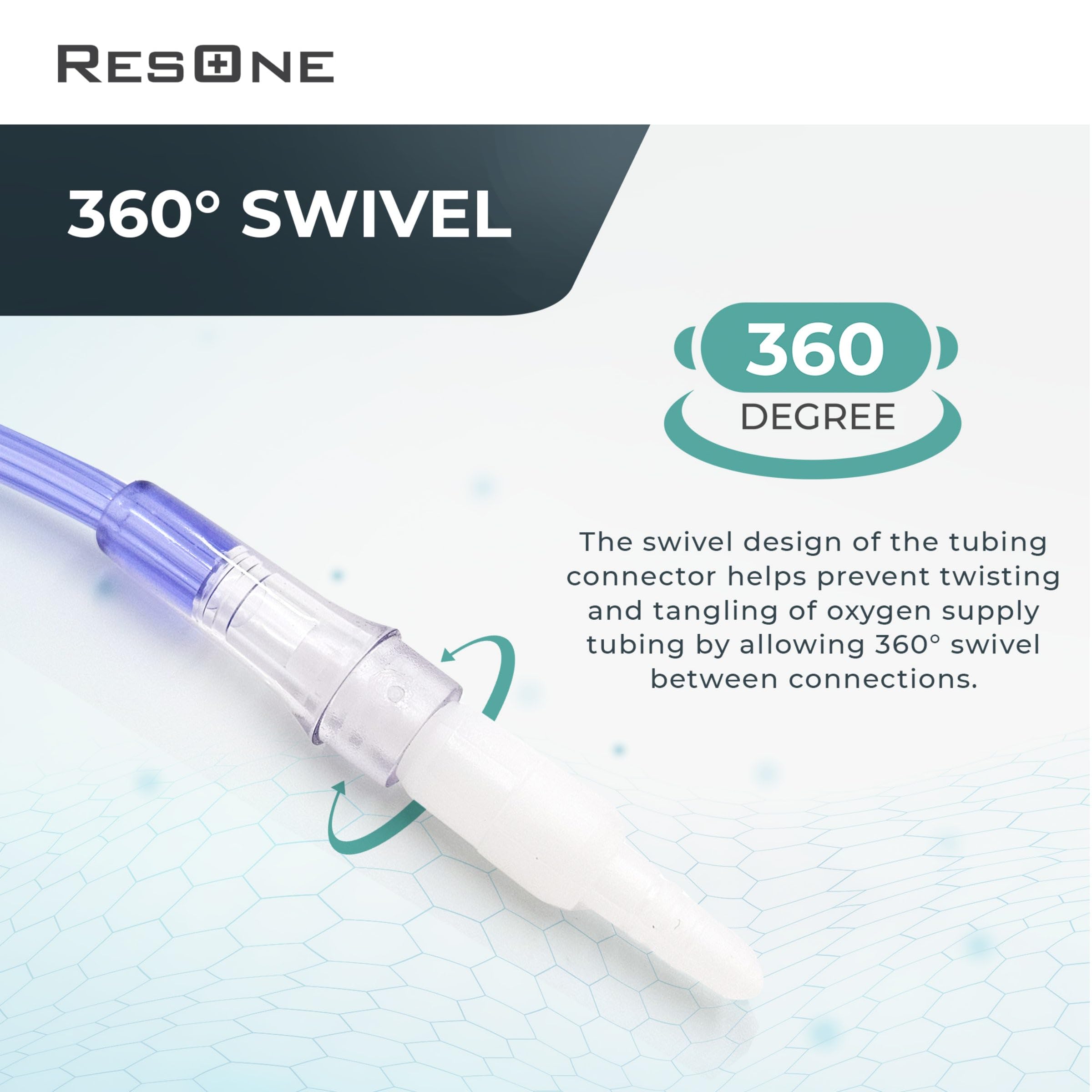 ResOne Oxygen Tubing Swivel Connectors 5-Pack - Cannula, Hose, Tube Connectors - Oxygen Line Splitter, Concentrator Supplies - 3