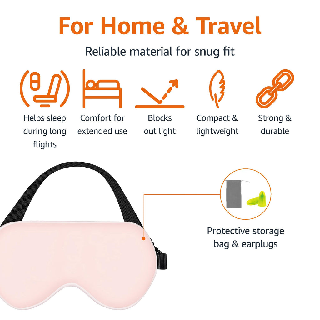 Amazon Basics Genuine Natural Mulberry Silk Curved Sleep Eye Mask with Adjustable Strap, One Size, Pink