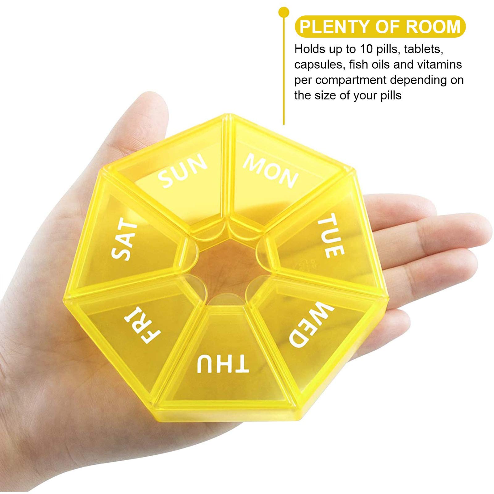 Weekly Pill Organizer Large 7 Day Pill Box Organizer Daily Medicine Case for Vitamin Fish Oil Pills Supplements Arthritis Friend