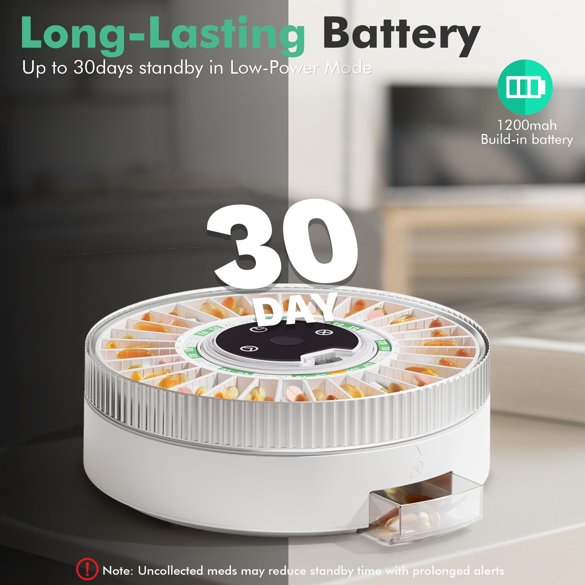 Windtrace Bluetooth Automatic Pill Dispenser for Elderly with Alarm, Smart Pill Dispenser with 31-Slot, Fingerprint& Mechanical