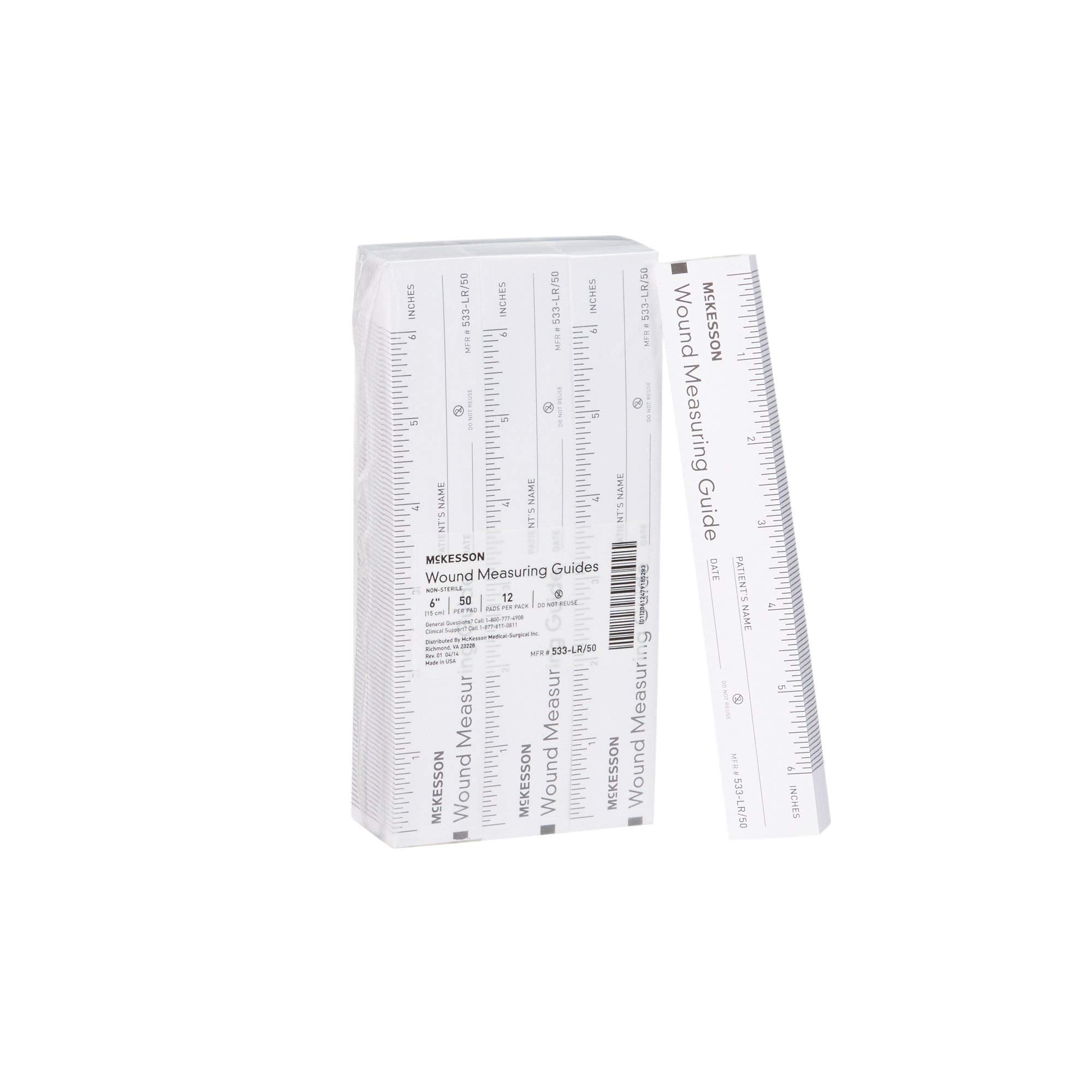 McKesson Wound Measuring Guide Ruler, Non-Sterile, Paper, 6 in, 50 count