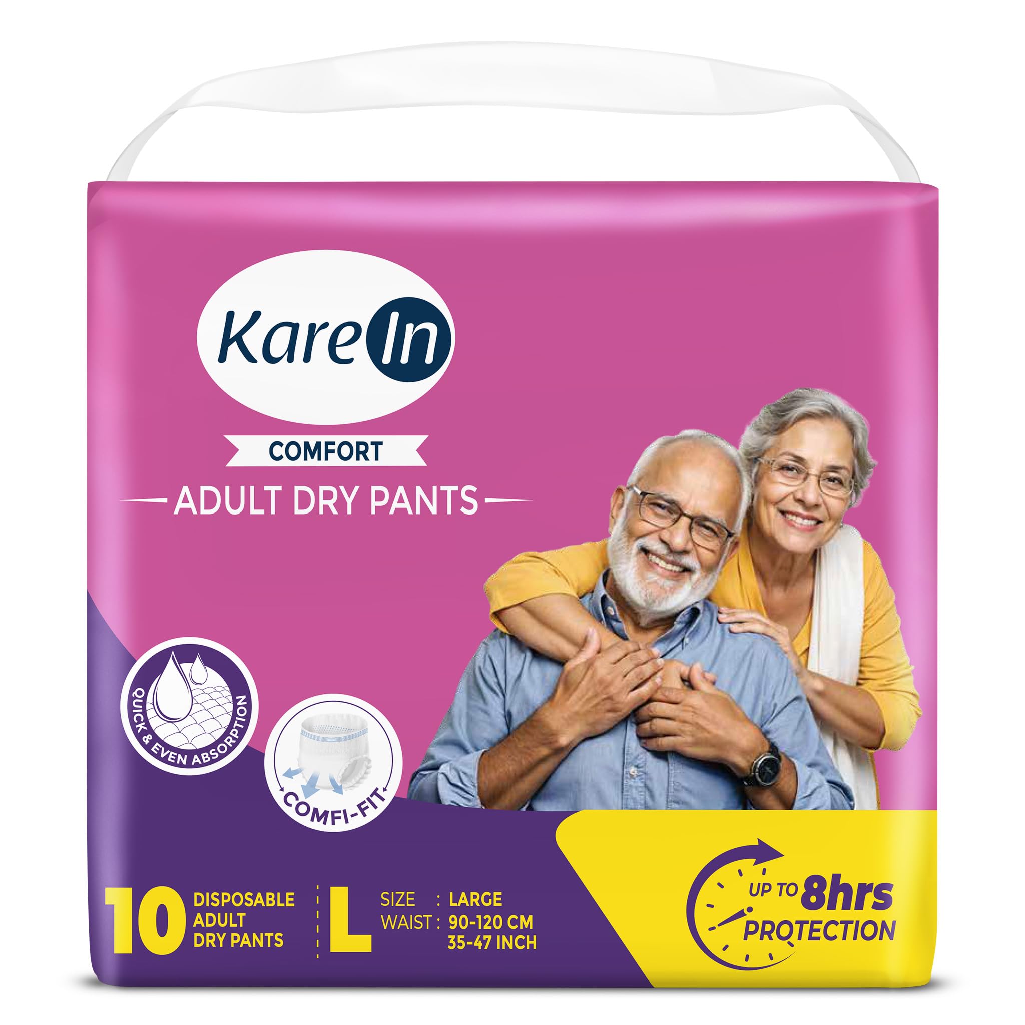 Karein Comfort Adult Diaper Pant L Size, Large, Waist (90120 Cm 3547), 10 Unit, Long Protection Hour, Unisex, Quick & Even A
