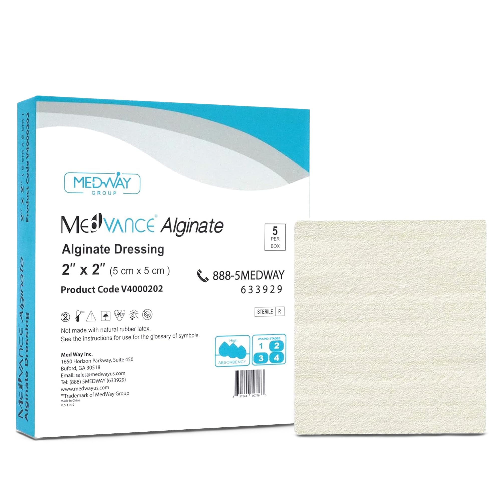 MedVance TM Alginate - Calcium Alginate Dressing 2x2, Box of 5 dressings