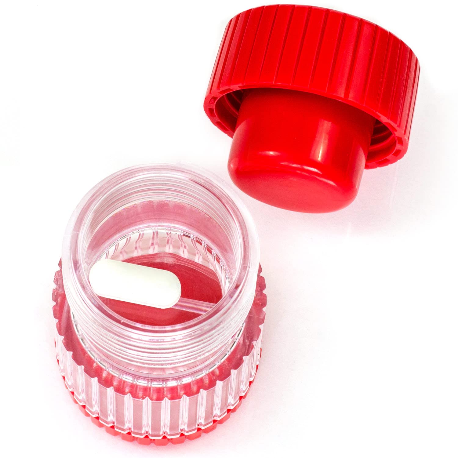 HealthSmart Pill Crusher and Grinder, Crushes Vitamins and Tablets, Holds Up to 2 Pills, With Ergonomic Grips, Red