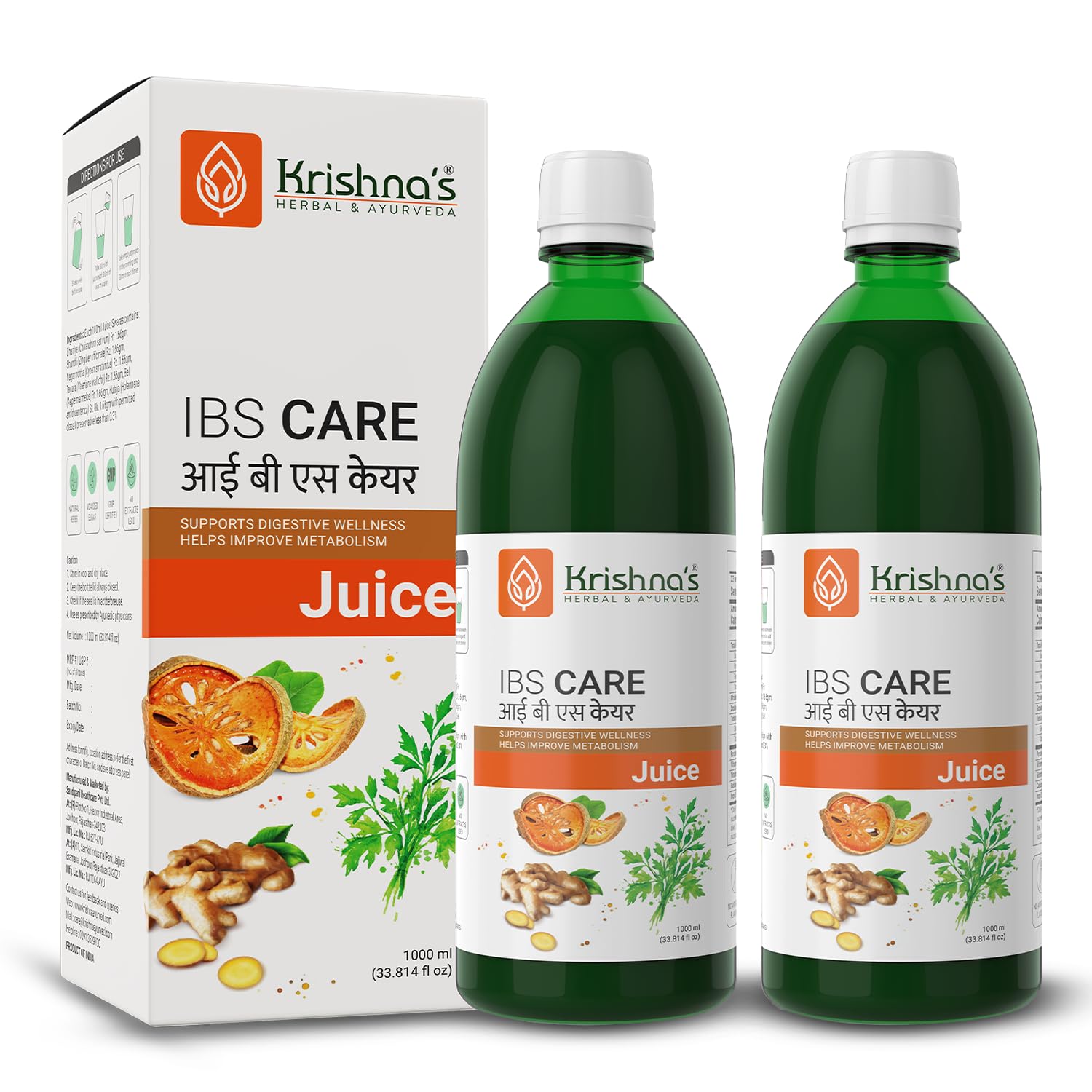 KrishnaS Ibs Care Juice For Digestive Health, Helps Manage Digestive Issues, No Artificial Colors Or Flavors  1000 Ml  (Pack 