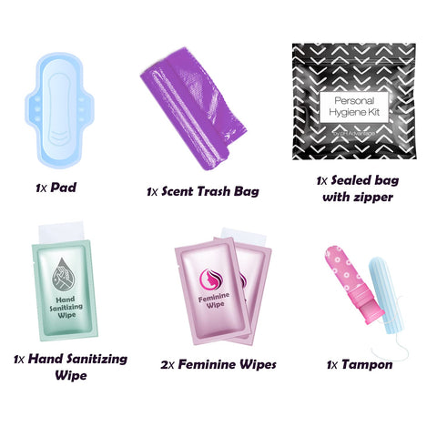Menstrual Kit All-in-One | Convenience on The Go | Single Period Kit Pack for Travelling, Tweens & Teenagers | Individually Wrap