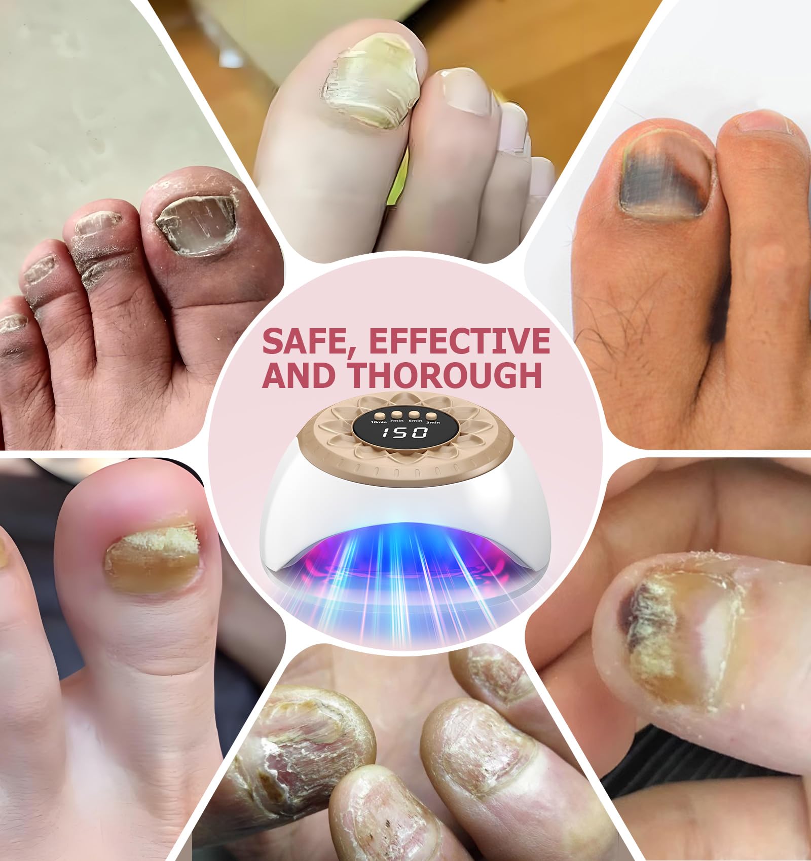 Upgraded Large Nail Lamps, 42pcs*650nm+15pcs*470nm,Intelligent Sensor&Digital Display (Gold)