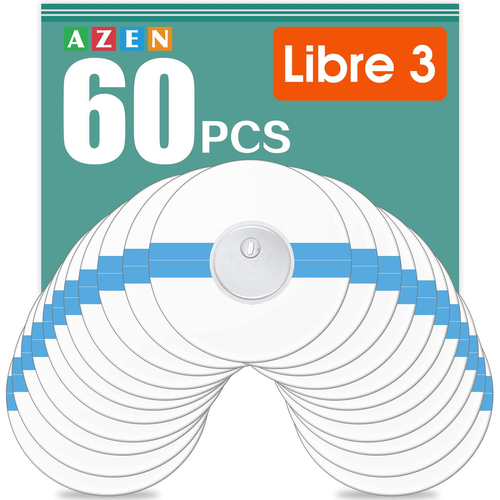 AZEN 60 Pack Freestyle Sensor Covers for Libre 3, Waterproof Adhesive Patches, Adhesive Patches Waterproof, Waterproof Adhesive 