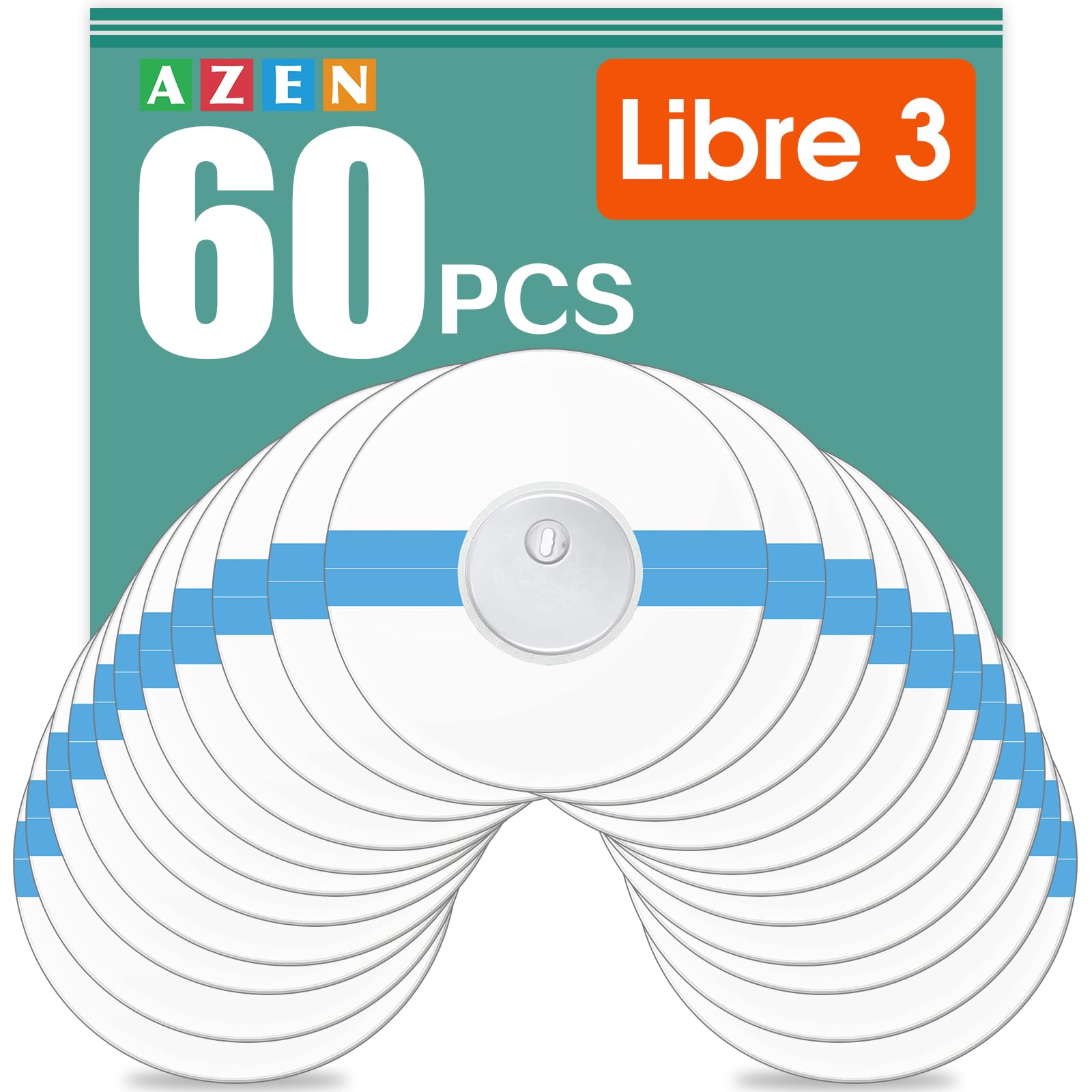 AZEN 60 Pack Freestyle Sensor Covers for Libre 3, Waterproof Adhesive Patches, Adhesive Patches Waterproof, Waterproof Adhesive 
