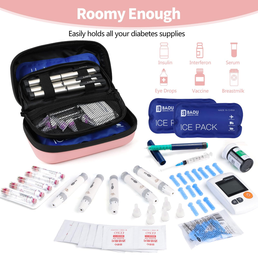 HIMDUZE Insulin Cooler Travel Case TSA Approved Refrigerated Medicine Cooler for Travel w/Thermometer Temperature Diabetic Trave