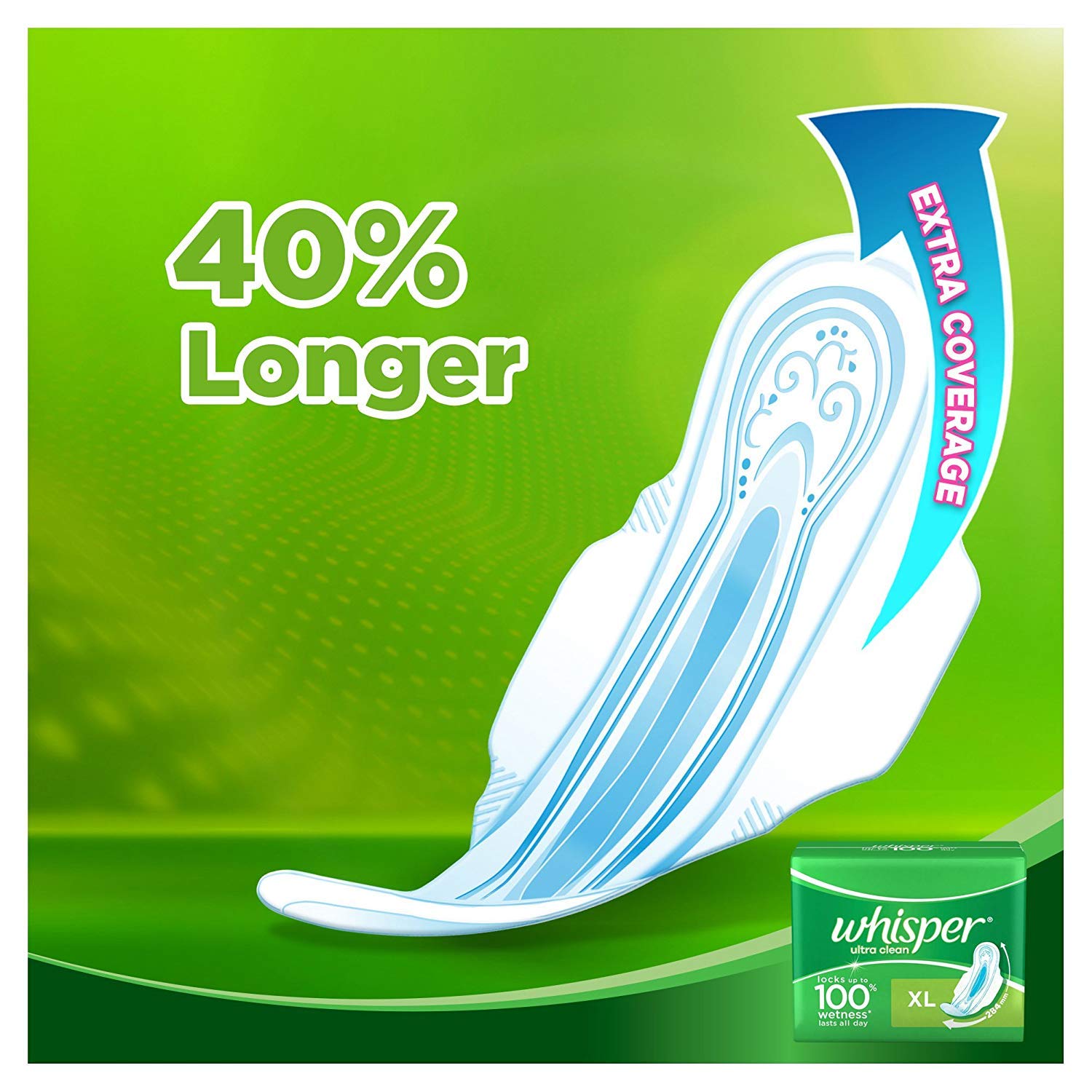 Whisper Ultra Clean XL Wings Sanitary Pad (Pack of 15)