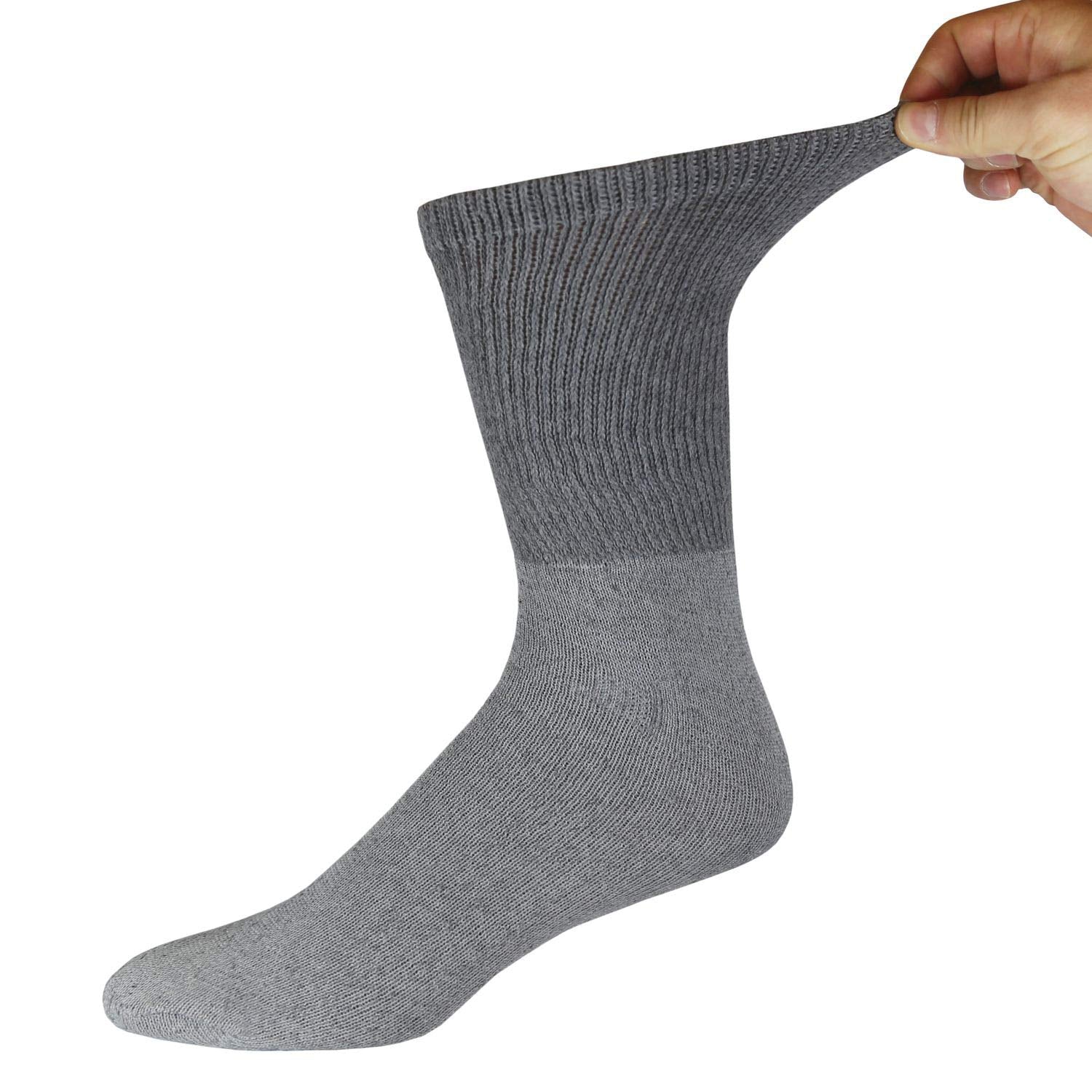 Big and Tall Diabetic Cotton Crew Socks, King Size Mens Athletic Crew Socks (13-16, Gray) - 3 pairs