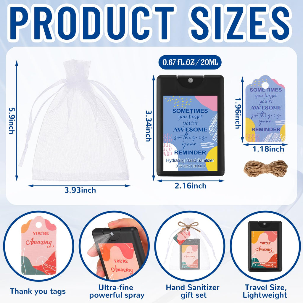 Frienda 24 Set Mini Hand Sanitizer Spray Bulk Christmas Thank You Hand Sanitizer Travel Size with Appreciation Cards Gift Bags P