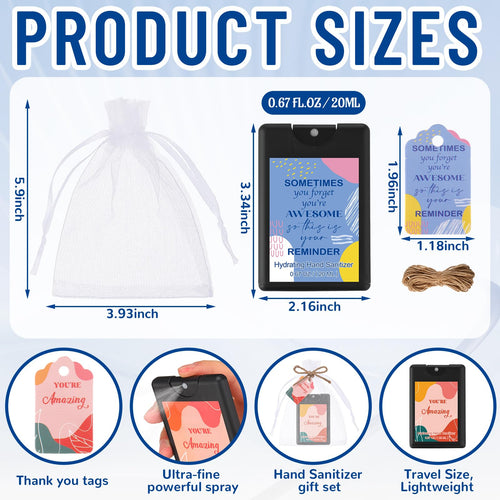 Frienda 24 Set Mini Hand Sanitizer Spray Bulk Christmas Thank You Hand Sanitizer Travel Size with Appreciation Cards Gift Bags P