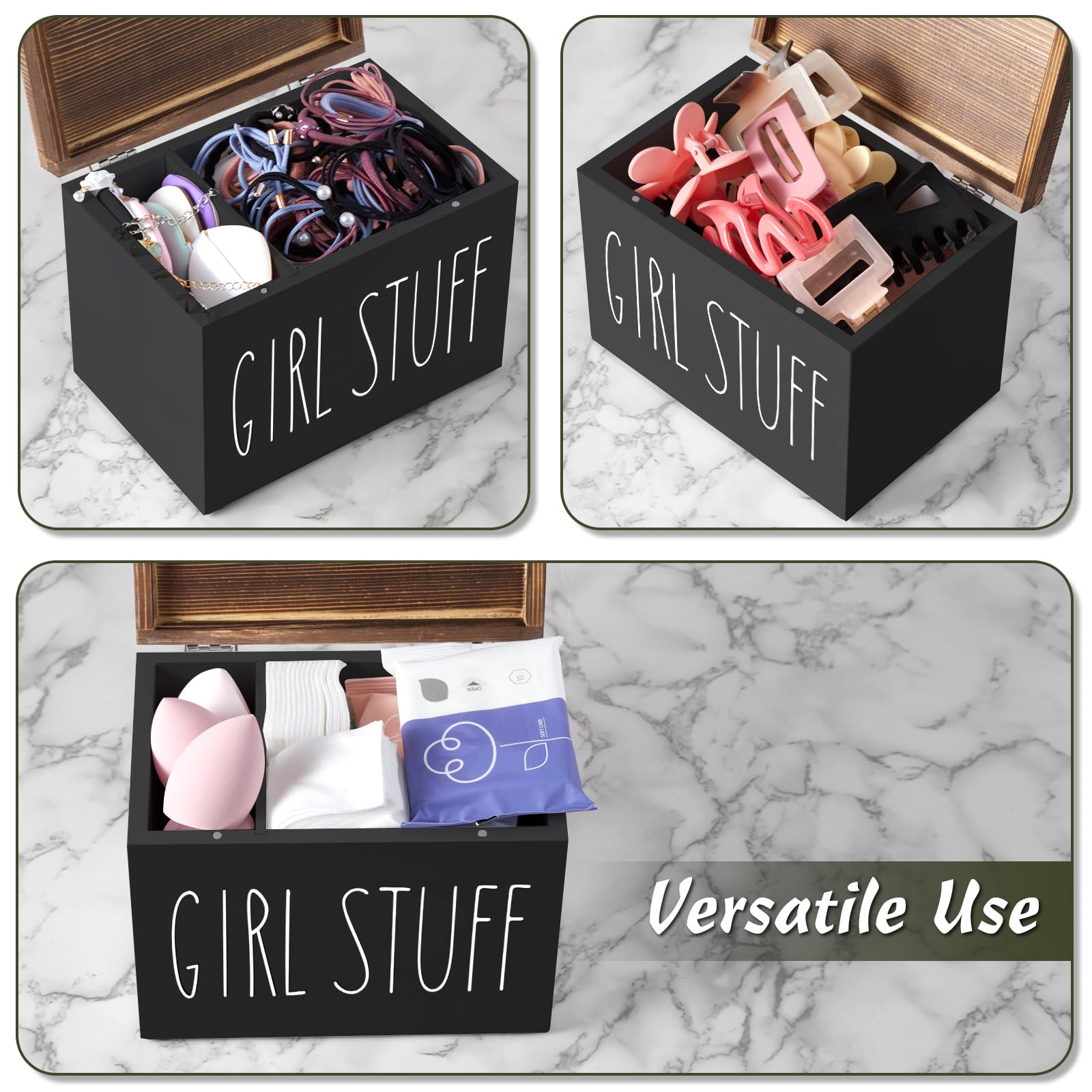 DRASTAR Tampon Holder for Bathroom, Feminine Product Organizer, Pad Organize Case with hinged lid, Shark Week Tampon Storage, La