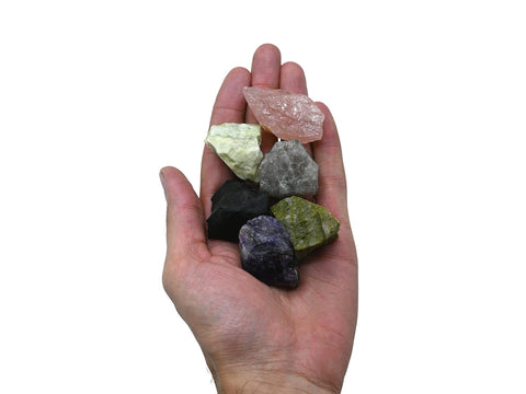 Crystals for Sleep Manifestation, Set of 6 Amethyst, Smoky Quartz, Shungite, Vesuvianite, Serpentine and Rose Quartz Healing Cry